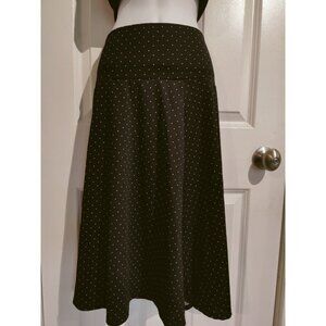 VKY & CO Black & White Polkadot Fit Flare Stretch Skirt Knee Length M (28 Waist)